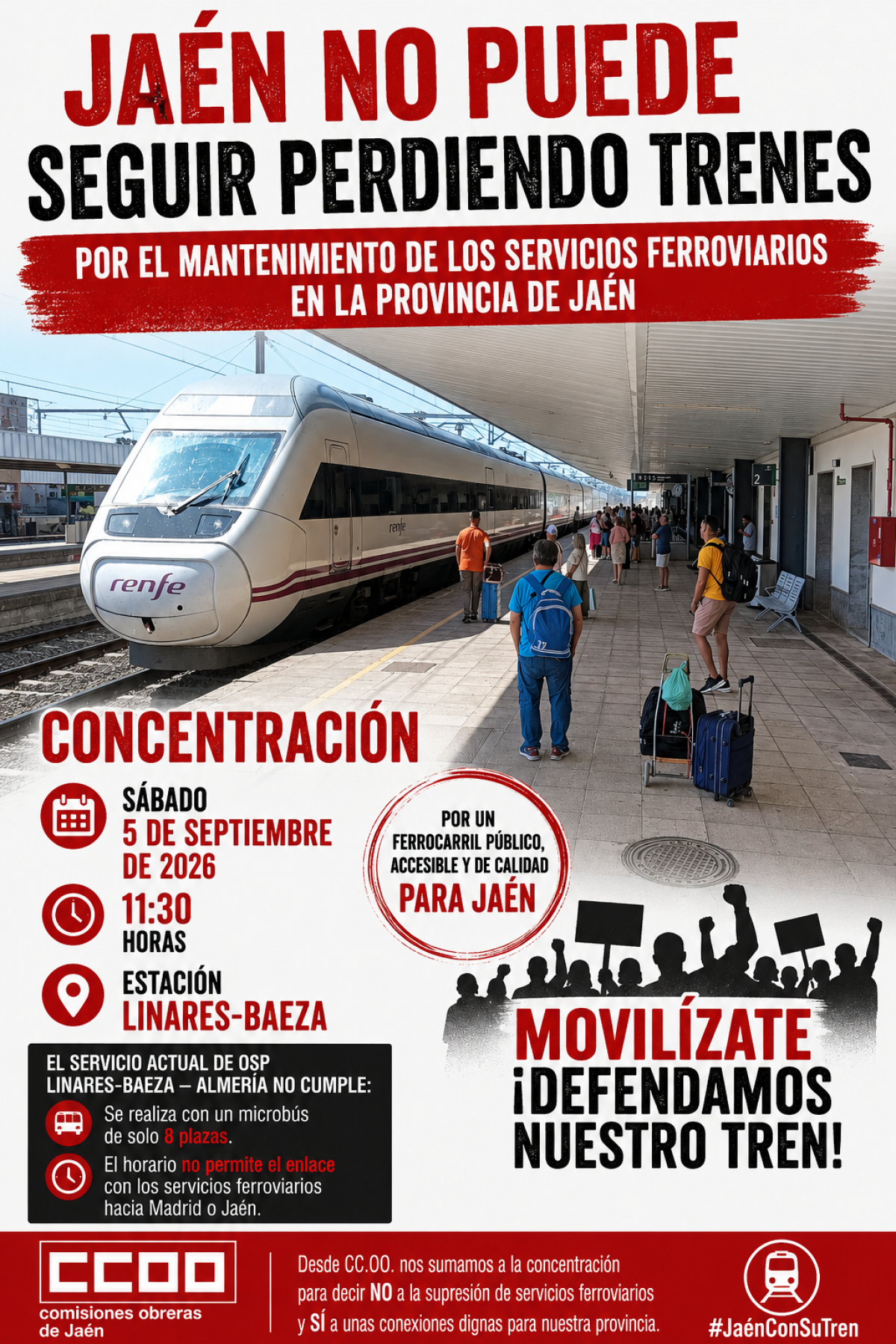 Cartel informativo de la concentración en defensa del ferrocarril