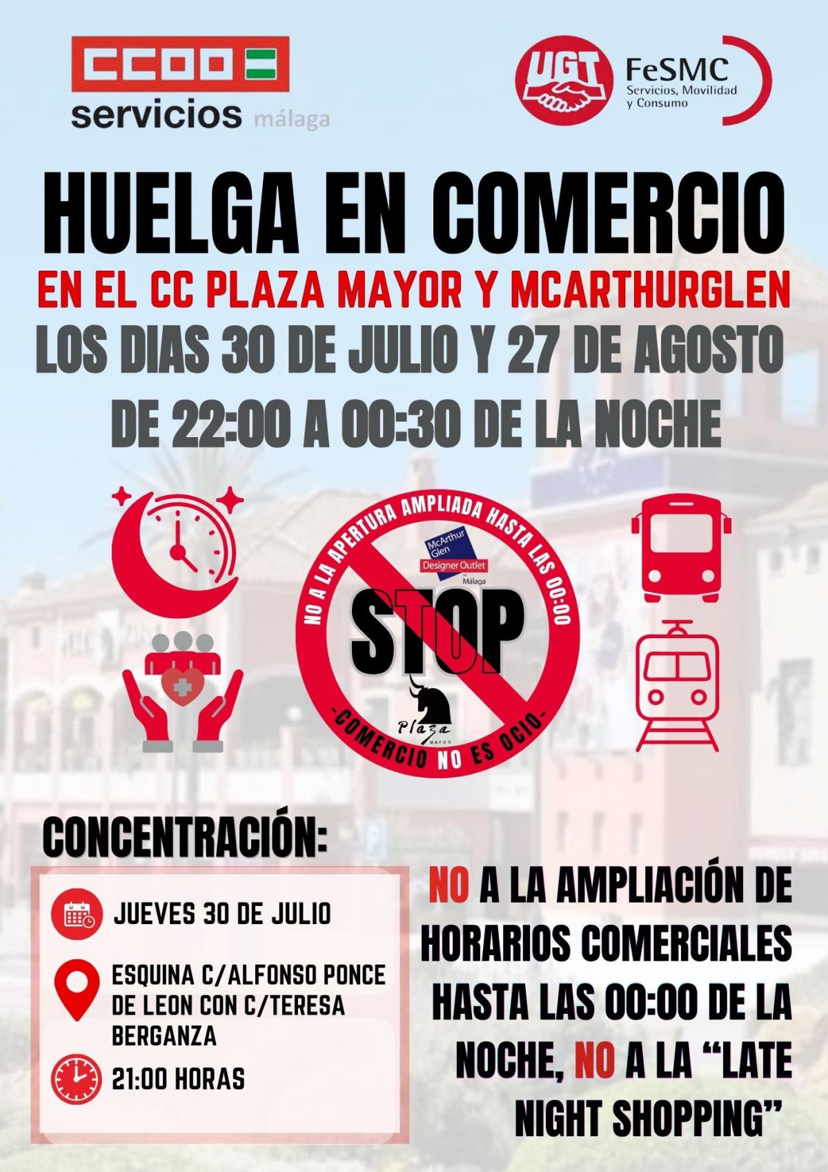 hUELGA COMERCIO MALAGA PLAZA MAYOR JULIO Y AGOSTO 26