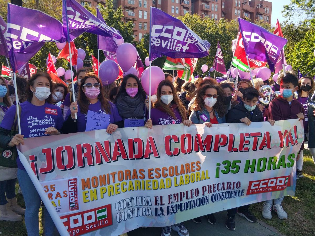 Monitoras escolares se movilizan en Sevilla. Foto: CCOO