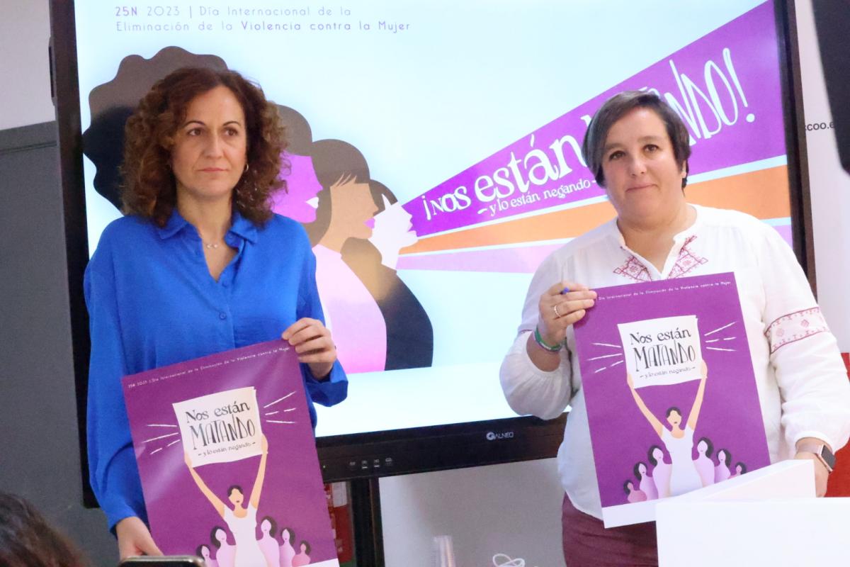 Nuria López y Patricia Laguna en la rueda de prensa del 25N