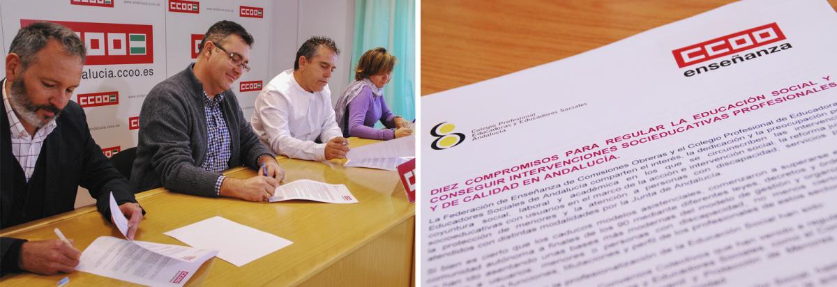 Firma del acuerdo entre CCOO y el Colegio Profesional de Educadores Sociales de Andalucía