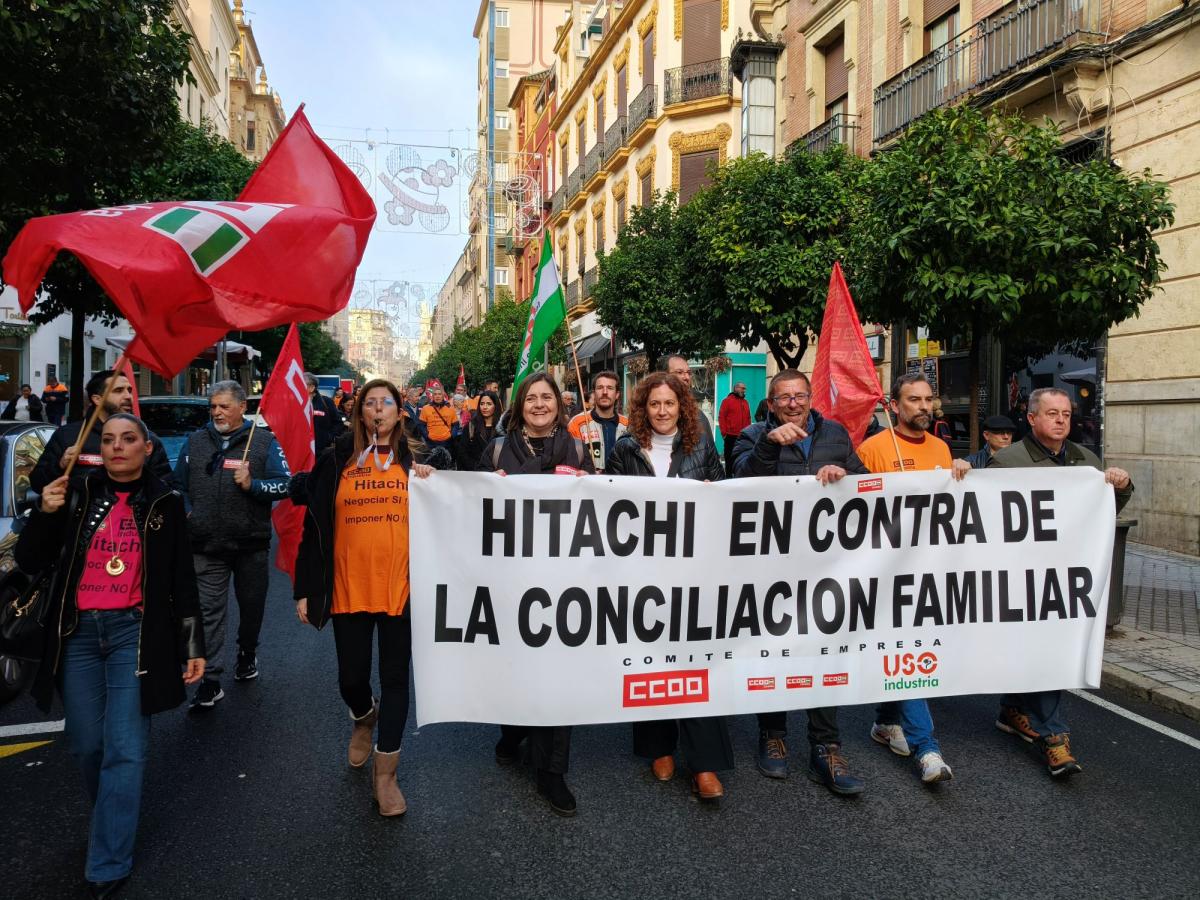 Imagen de archivo de una de las manifestaciones por el convenio colectivo de Hitachi.