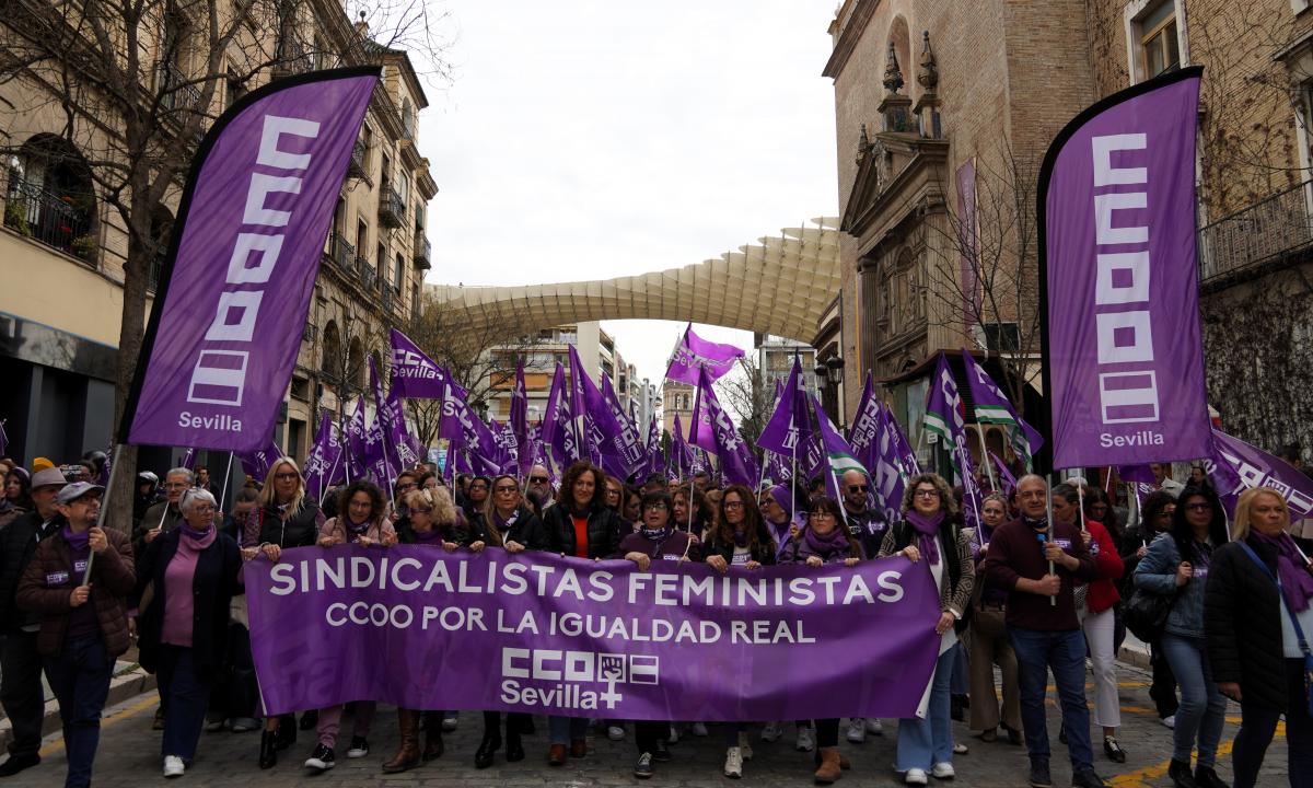 Manifestacin de CCOO previa al 8M de 2025.