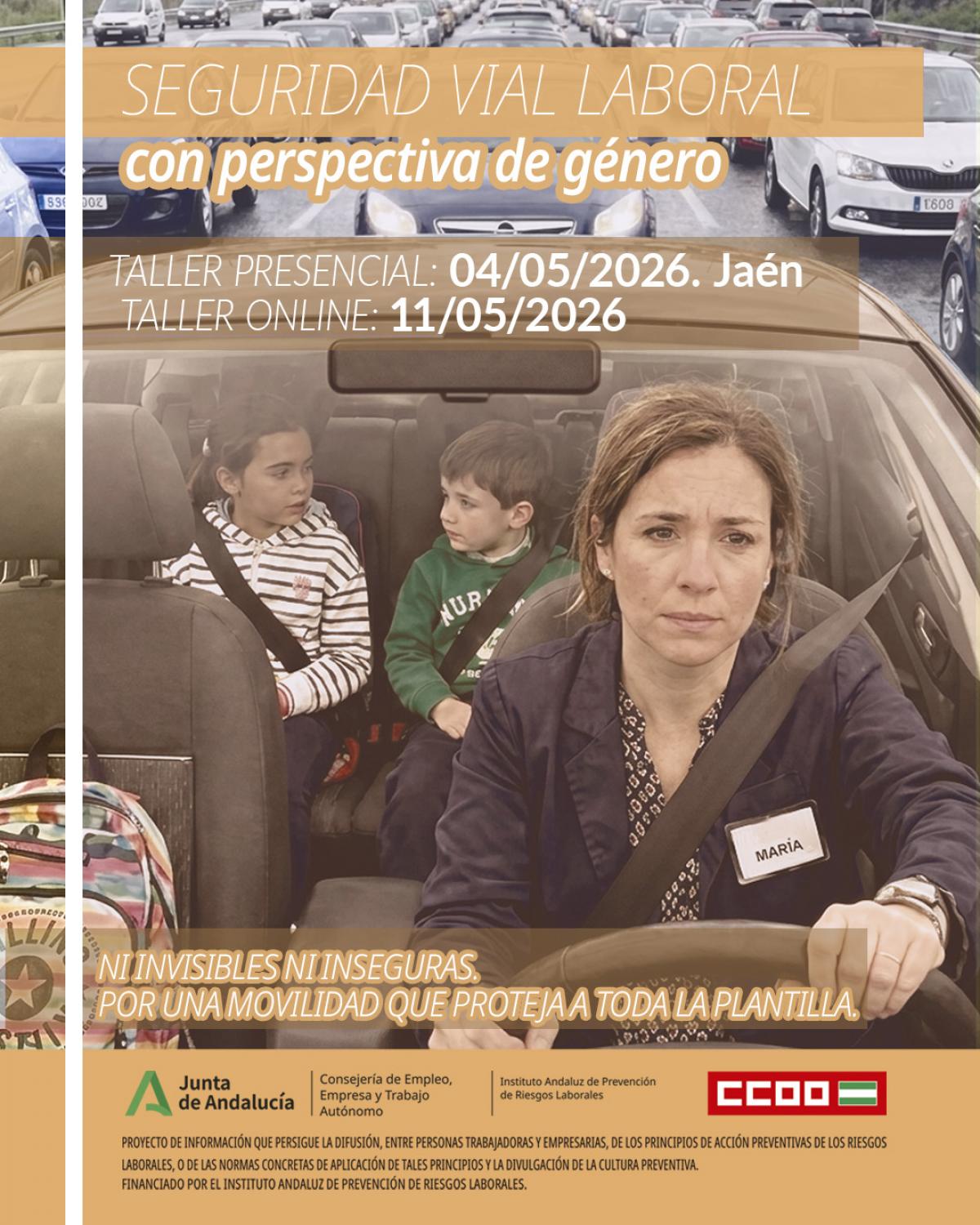 Cartel talleres Seguridad vial laboral con perspectiva de género