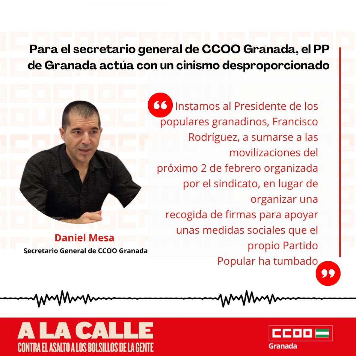 Daniel Mesa, secretario general de CCOO Granada