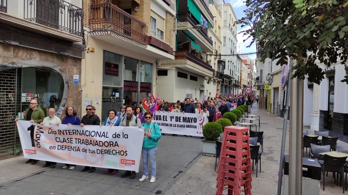 Imagen de la manifestación del Primero de Mayo en Montilla el pasado año.
