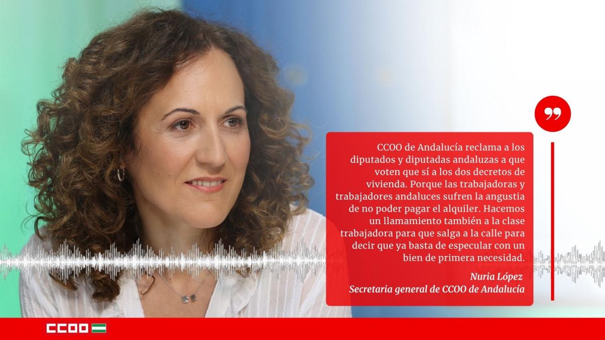Nuria López anima a la población trabajadora a sumarse a las movilizaciones convocadas: "La vivienda es un derecho esencial, no un negocio"