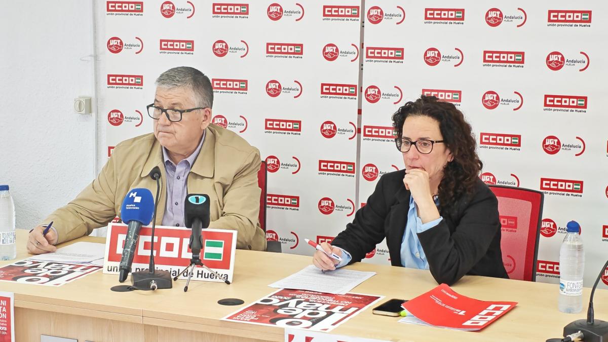CCOO y UGT de Huelva llaman a la movilización el 1º de Mayo bajo el lema “Derechos, no trincheras. Salarios, vivienda y democracia”.