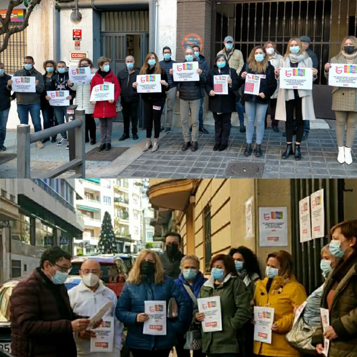 Imagen de las concentraciones a las puertas de nuestras sedes en Jaén y Martos