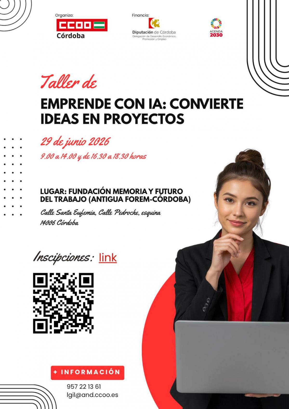 Cartel del taller Emprende cn IA.