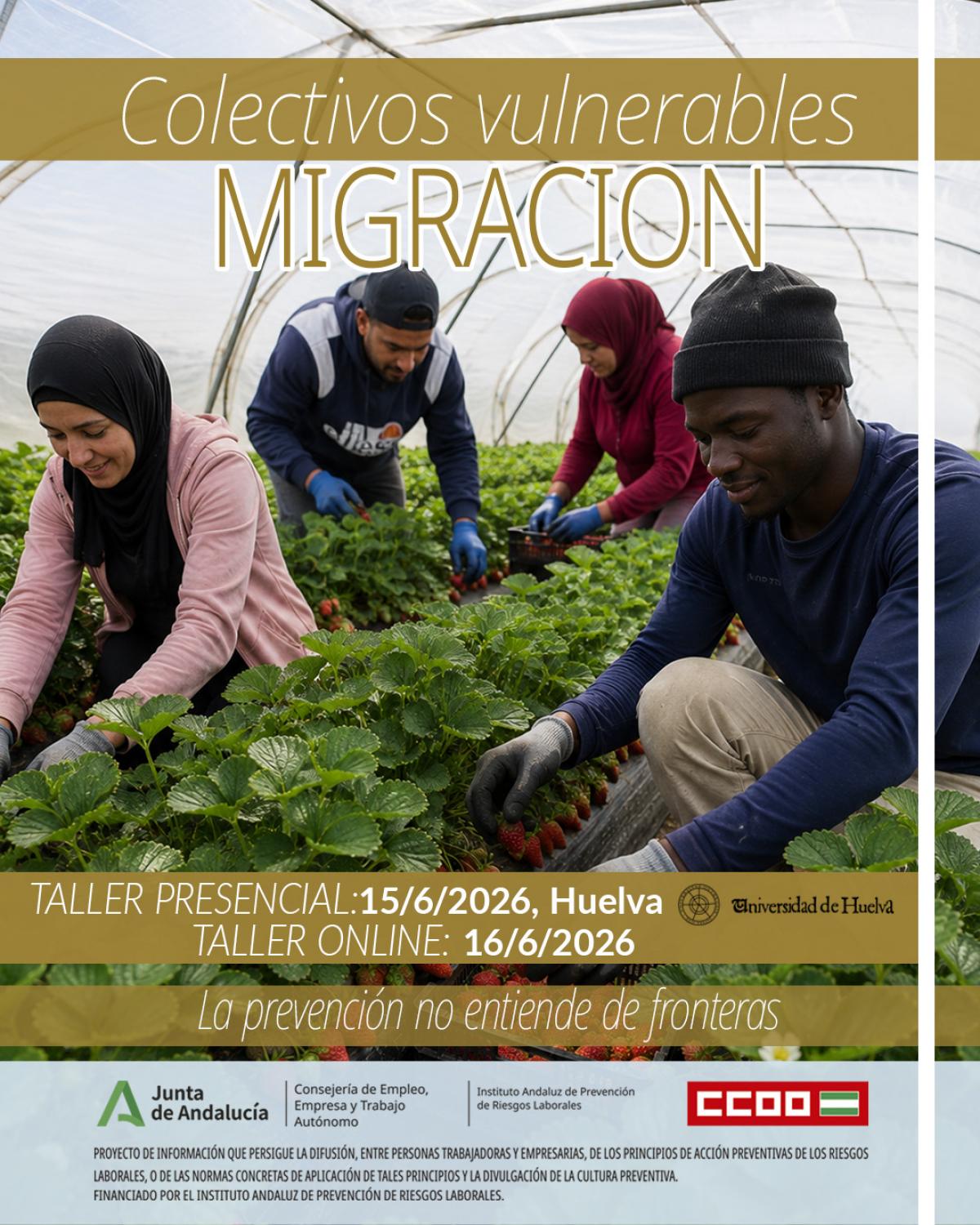 Cartel informativo de los talleres sobre Migración
