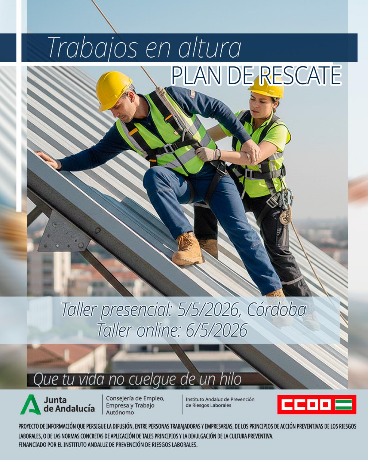 Cartel de los talleres informativos de Trabajos en Altura
