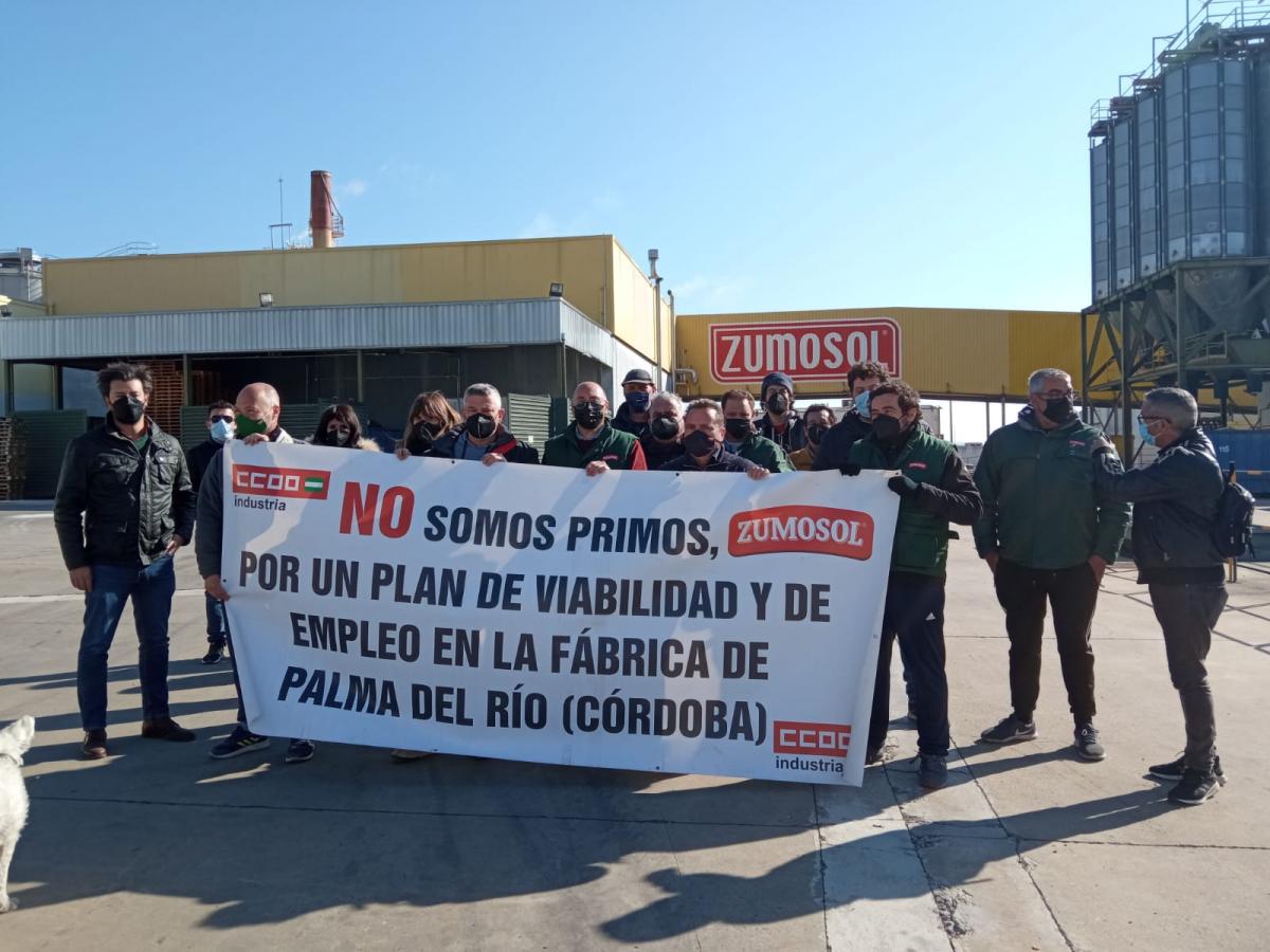 Los trabajadores de Zumosol cumplen un mes de encierro en la planta de Palma del Río