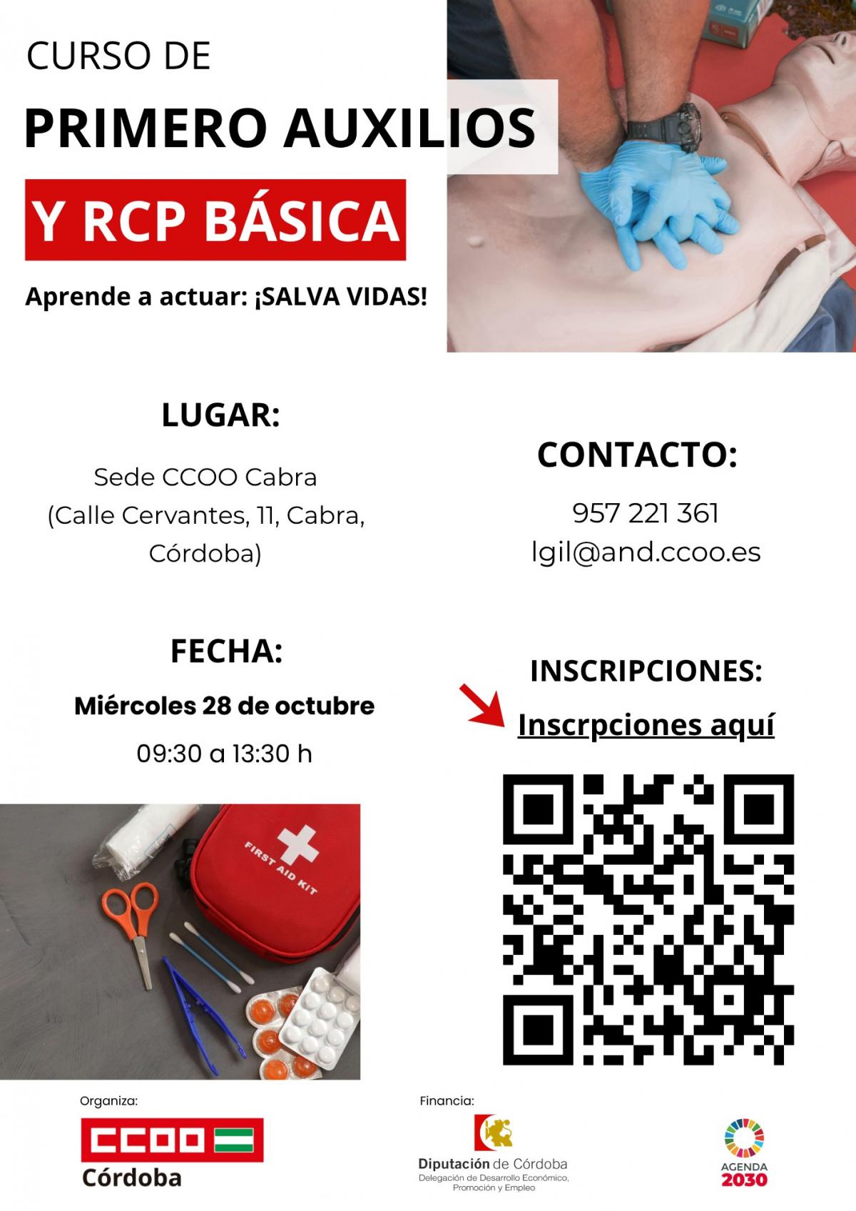 Cartel curso RCP en Cabra