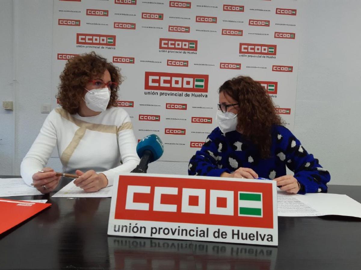 Las secretarias generales de CCOO de Andalucía, Nuria López (izq) y de CCOO de Huelva, Julia Perea (dcha). Foto: CCOO de Huelva