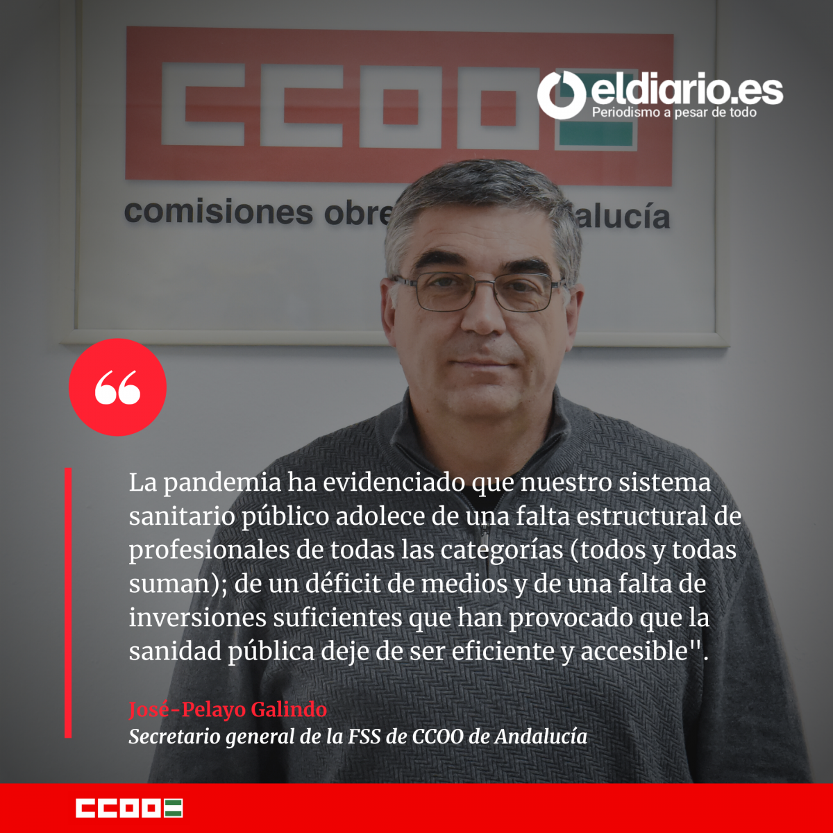 José-Pelayo Galindo, secretario general de la Federación de Sanidad de CCOO de Andalucía