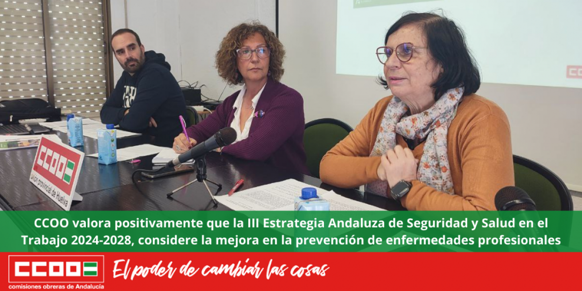 Foto de la secretaria de Salud Laboral de CCOO de Andaluca, Mara Jos Lpez Garrido y su homloga en la provincia, Rosario Daz Guerrero.