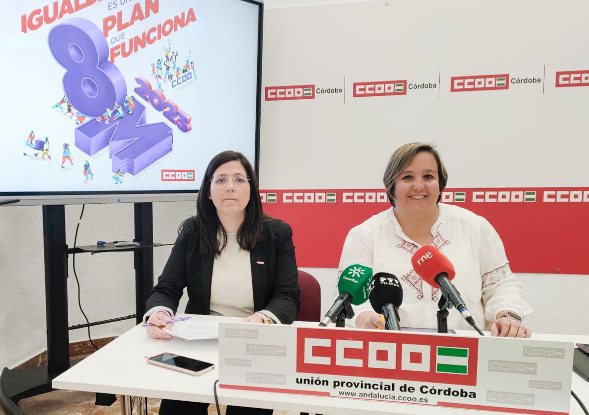 Raquel Ruiz, secretaria de Mujer de CCOO de Córdoba, y Patricia Laguna, secretaria de Mujer de CCOO de Andalucía