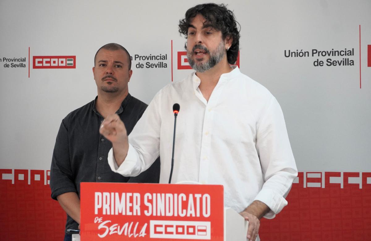 El secretario general de CCOO de Sevilla, Carlos Aristu, y el secretario de Acción Sindical de CCOO de Sevilla, Sergio Montero.