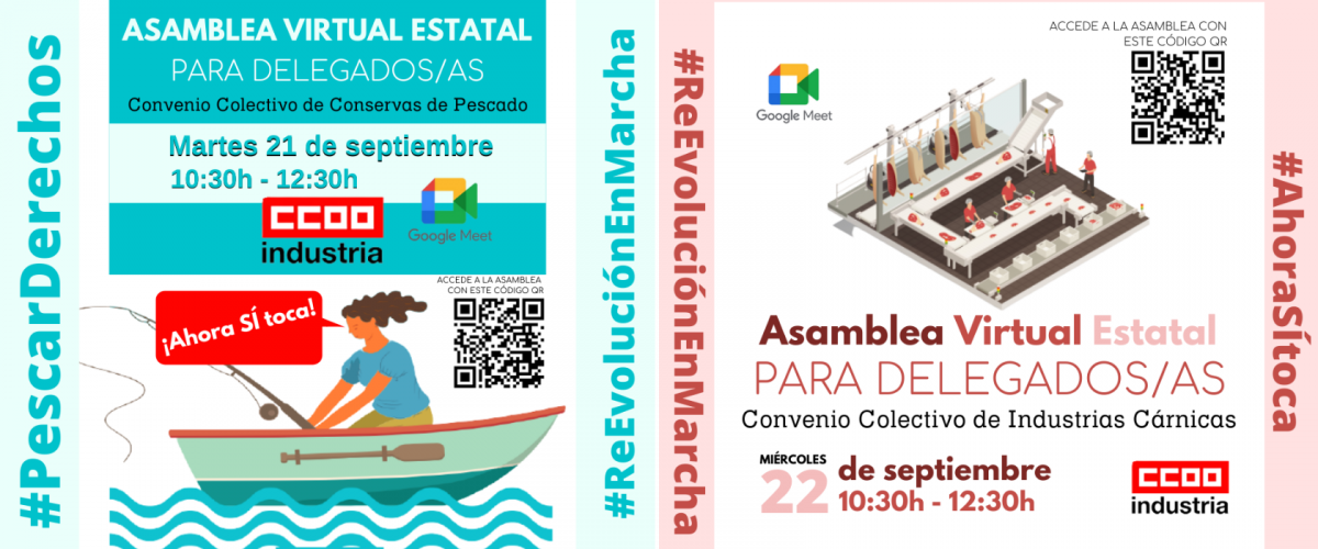 Asambleas virtuales estatales de la Industria de conservas de pescado y de la Industria Crnica