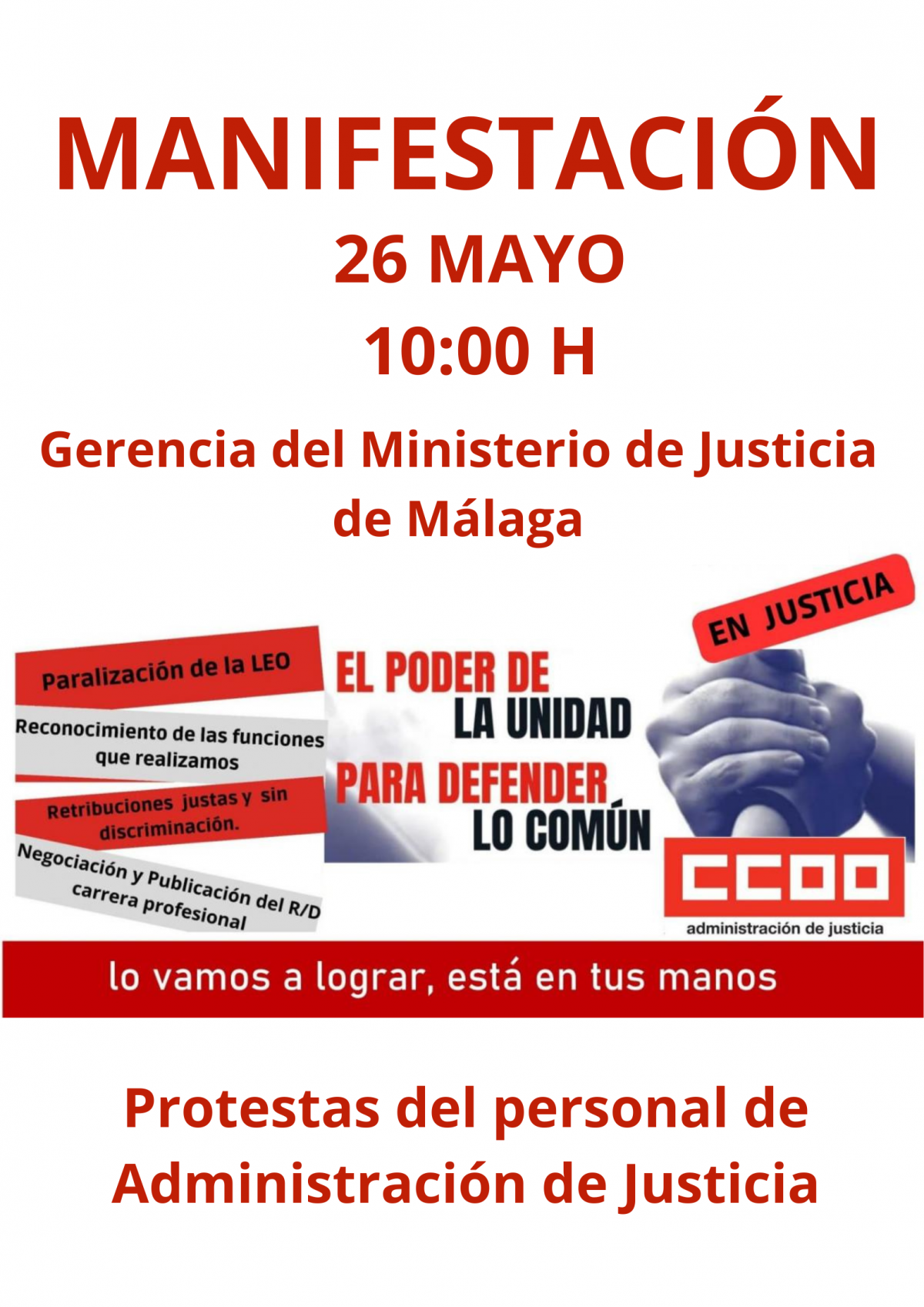 Manifestación en Málaga el 26 de mayo