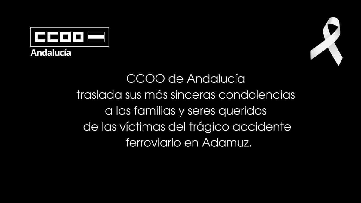 Desde CCOO trasladamos nuestro más sentido pésame a las familias y seres queridos de las víctimas de este terrible accidente