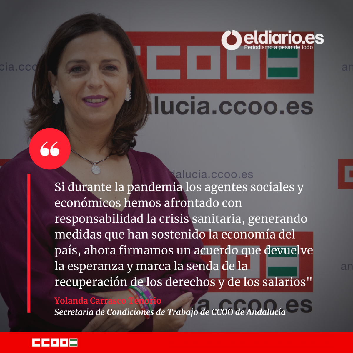 Yolanda Carrasco, secretaria de Condiciones de Trabajo de CCOO de Andalucía