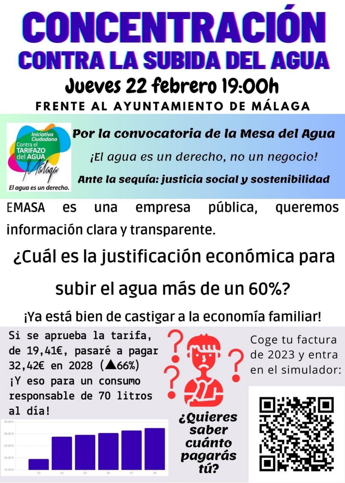 Cartel con el anuncio de la concentración del 22 de febrero en Málaga