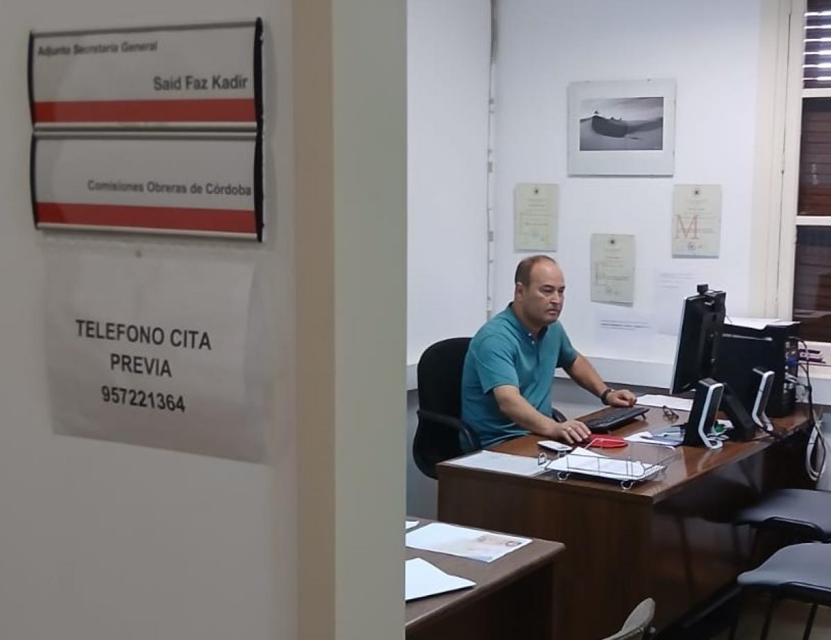 El responsable de Migraciones de CCOO de Córdoba, Said Faz, ha ayudado a tramitar 90 expedientes de regulación.