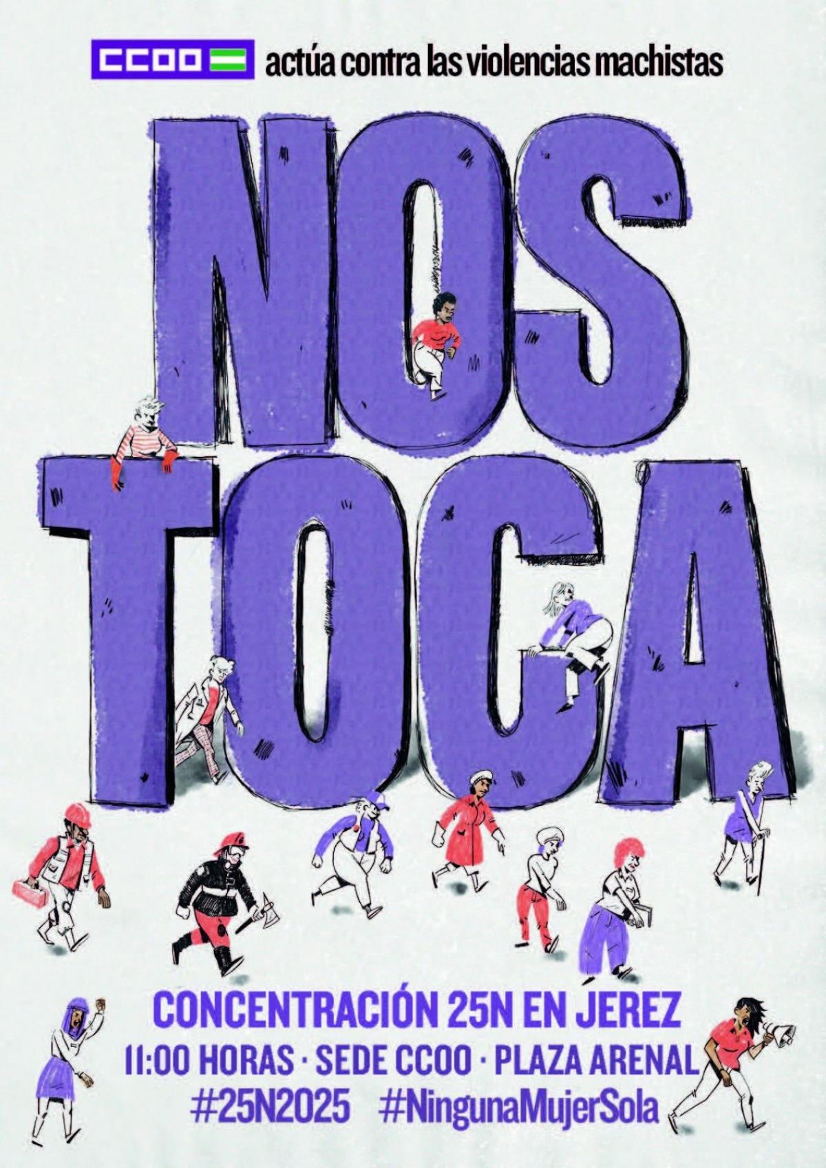 CCOO ha convocado concentraciones a las puertas de los locales sindicales de Algeciras y Jerez, en conmemoración del Día Internacional por la Eliminación de la Violencia contra las Mujeres 2025