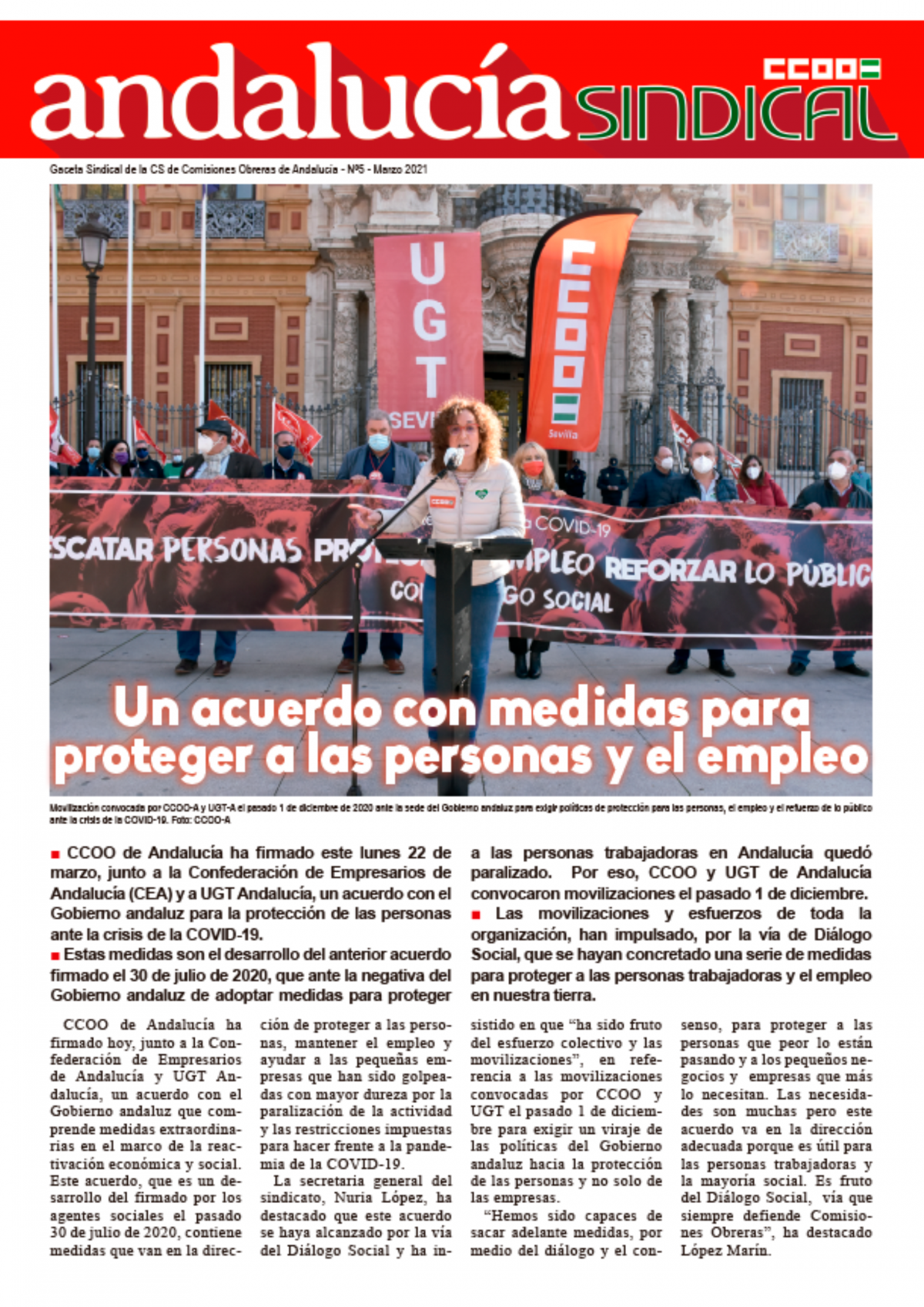 Andalucía Sindical: Un acuerdo con medidas para proteger a las personas y el empleo