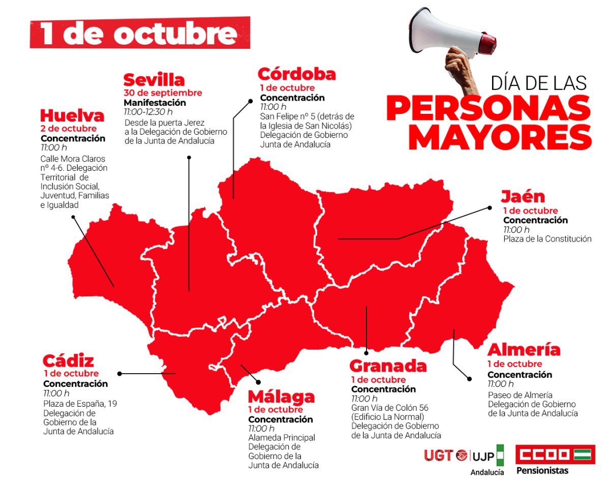 Cartel con las movilizaciones provinciales con motivo del Día del Mayor 2025
