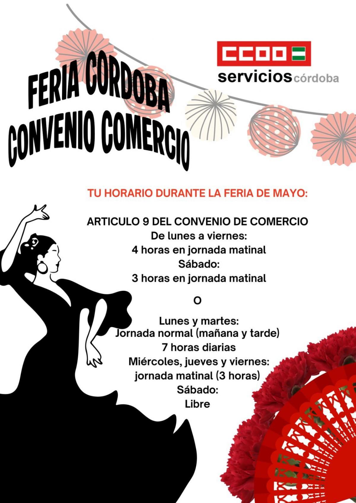 CCOO pide a las personas que se rigen por el convenio de Comercio que denuncien cualquier incumplimiento del horario especial de Feria.